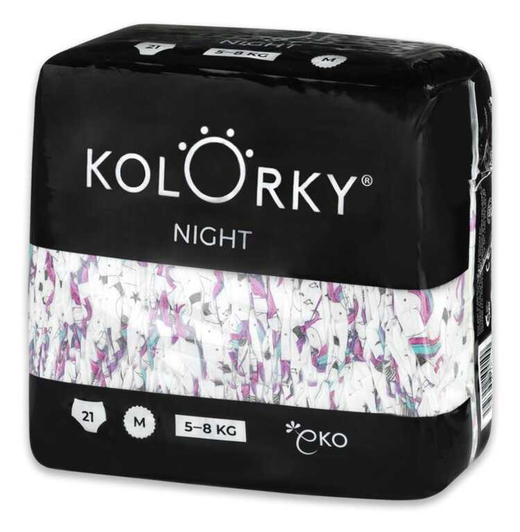 KOLORKY NIGHT Pleny jednorázové eko noční M (5-8 kg) 21 ks Kolorky