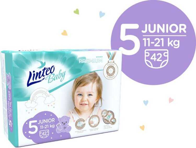 LINTEO BABY Premium Pleny jednorázové 5 JUNIOR (11-21 kg) 168 ks LINTEOBABY