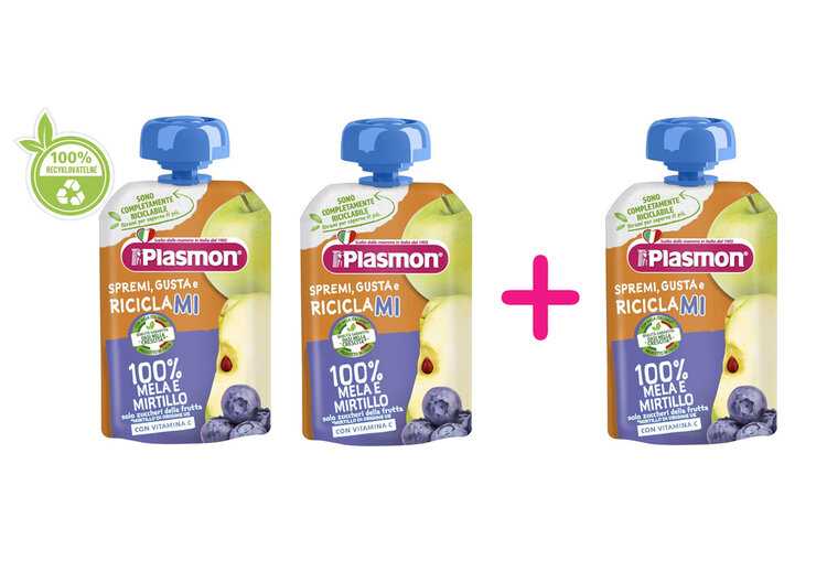 2+1 PLASMON Kapsička bezlepková ovocná jablko a borůvka 100 g