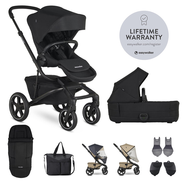 EASYWALKER SET XXL kočárek kombinovaný Jimmey Pepper Black s příslušenstvím Easywalker