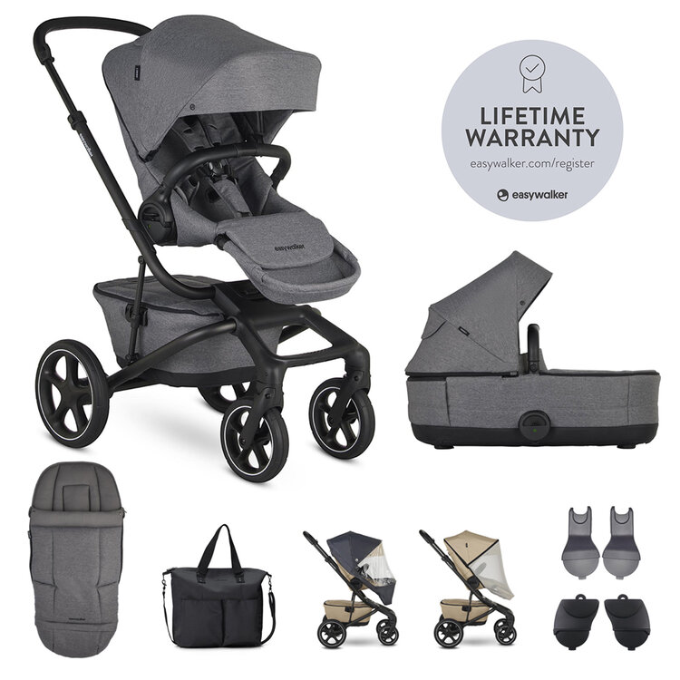 EASYWALKER SET XXL kočárek kombinovaný Jimmey Iris Grey s příslušenstvím Easywalker