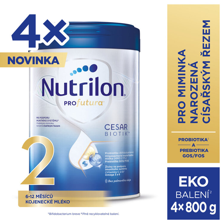 4x NUTRILON Profutura CESARBIOTIK 2 kojenecké mléko 800 g Nutrilon