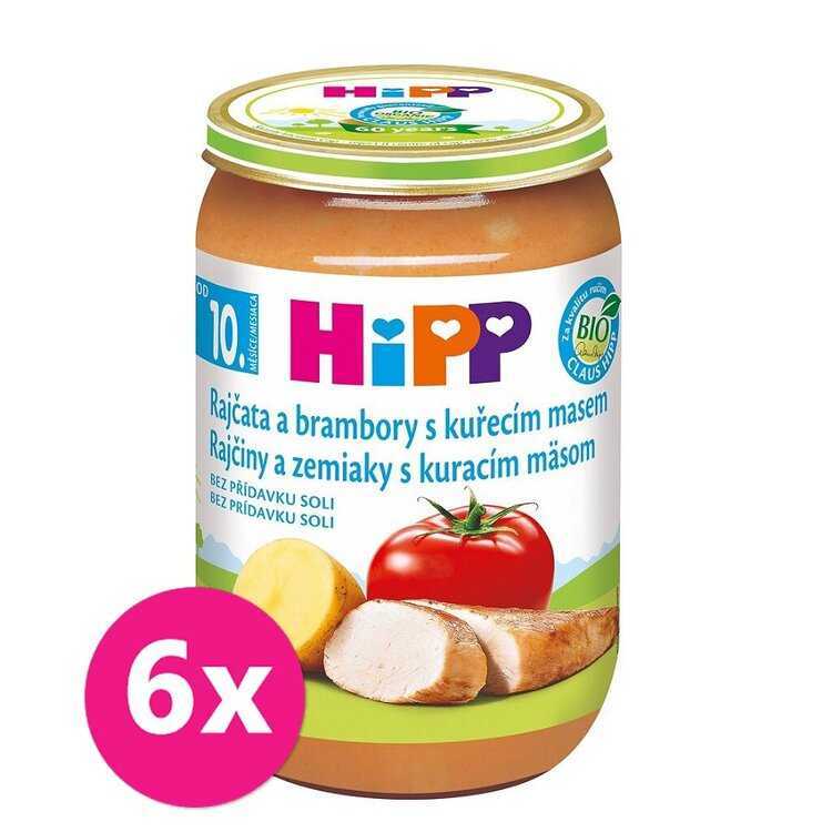 6x HiPP Příkrm masozeleninový Rajčata a brambory s kuřecím masem BIO 220 g