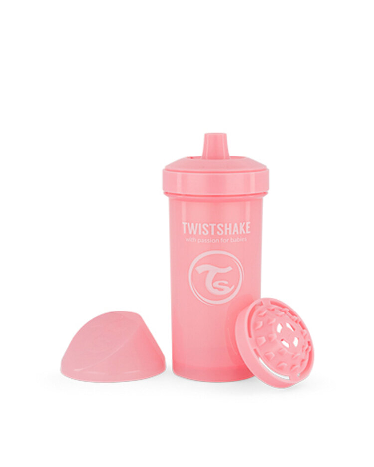 TWISTSHAKE Láhev netekoucí s pítkem 360 ml pastelově růžová 12m+ Twistshake