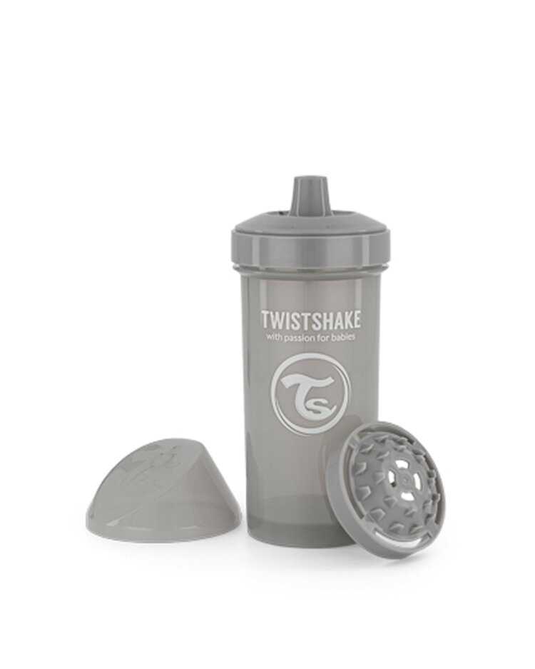 TWISTSHAKE Lahev netekoucí s pítkem 360 ml 12m+ pastelově šedá Twistshake