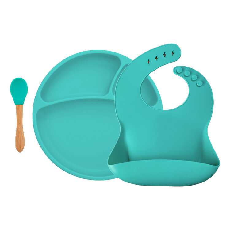 MINIKOIOI Set na stolování BLW II - Aqua Green MINIKOIOI