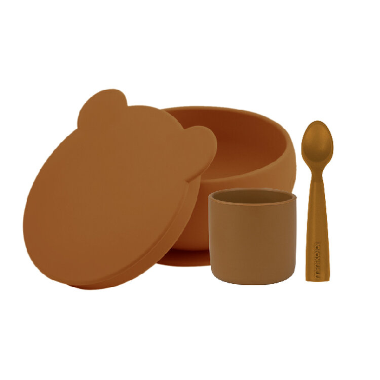 MINIKOIOI Set na stolování BLW I - Woody Brown MINIKOIOI