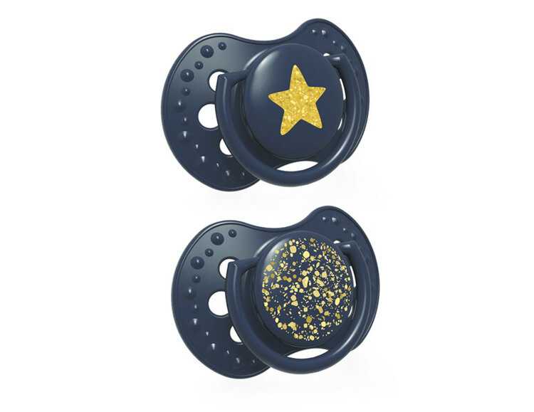 LOVI Dudlík silikonový dynamický Stardust 18m+ 2 ks modrý Lovi