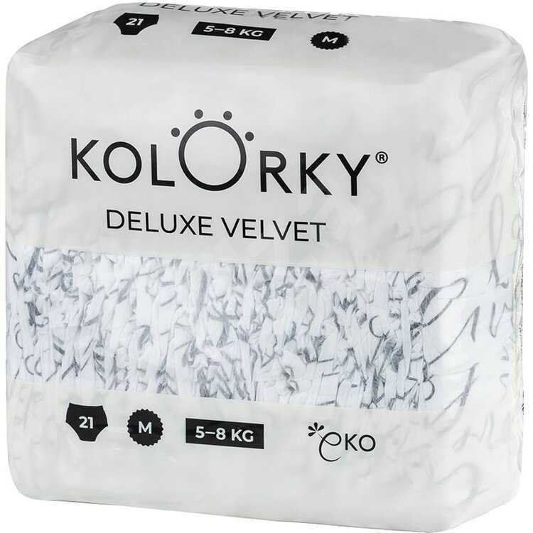 KOLORKY DELUXE VELVET Pleny jednorázové eko se sametovým povrchem M (5-8 kg) 21 ks Kolorky