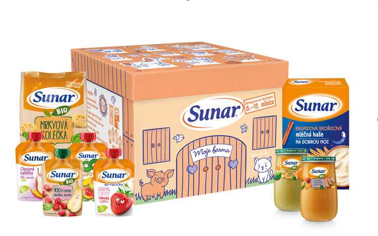 SUNAR Hravý Sunar box Moje farma s dětskou výživou od uk. 8.-12. m Sunar
