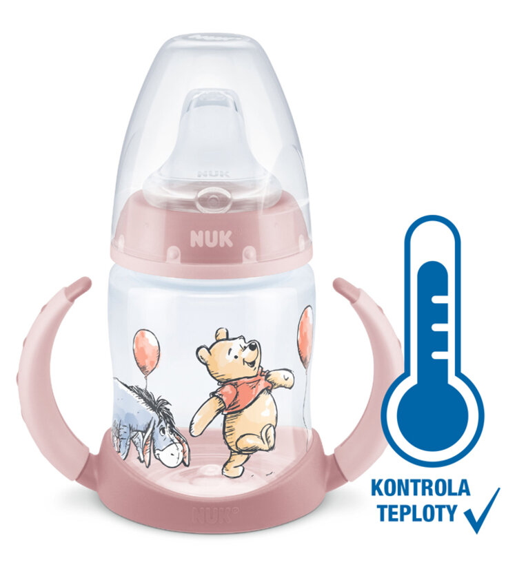 NUK Lahvička na učení DISNEY-Medvídek Pú s kontrolou teploty 150 ml růžová Nuk