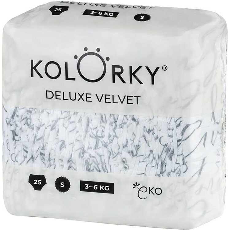 KOLORKY DELUXE VELVET Pleny jednorázové eko se sametovým povrchem S (3-6 kg) 25 ks Kolorky