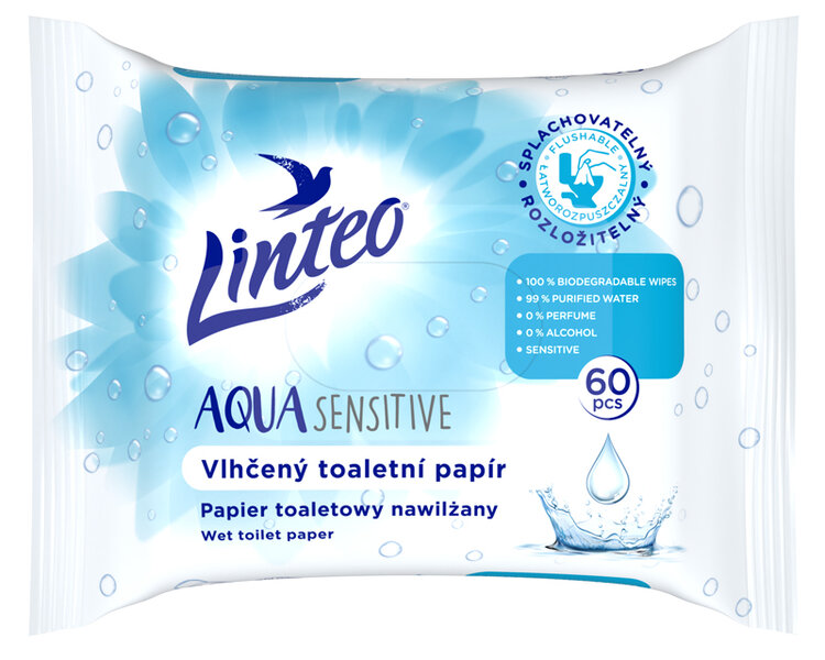 LINTEO Papír vlhčený toaletní Aqua Sensitive 60ks Linteo