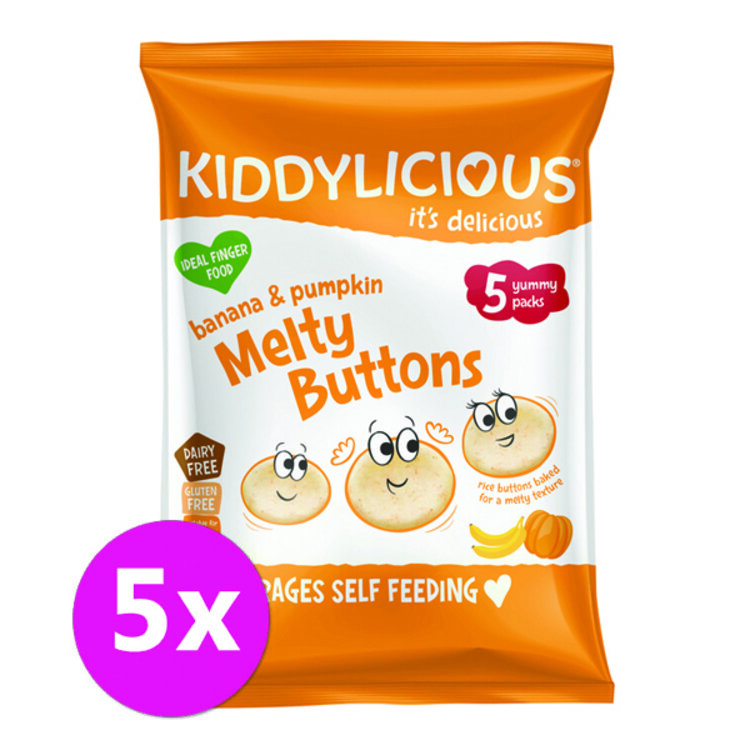 5x KIDDYLICIOUS Knoflíčky ovocno-zeleninové Banán s dýní 5x 6g Kiddylicious