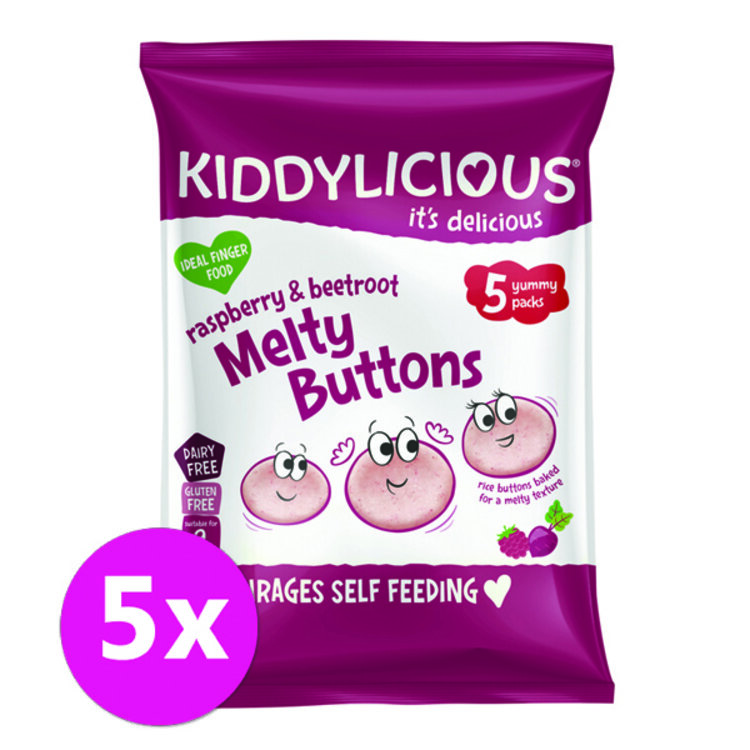 5x KIDDYLICIOUS Knoflíčky ovocno-zeleninové Malina s řepou 5x 6 g Kiddylicious