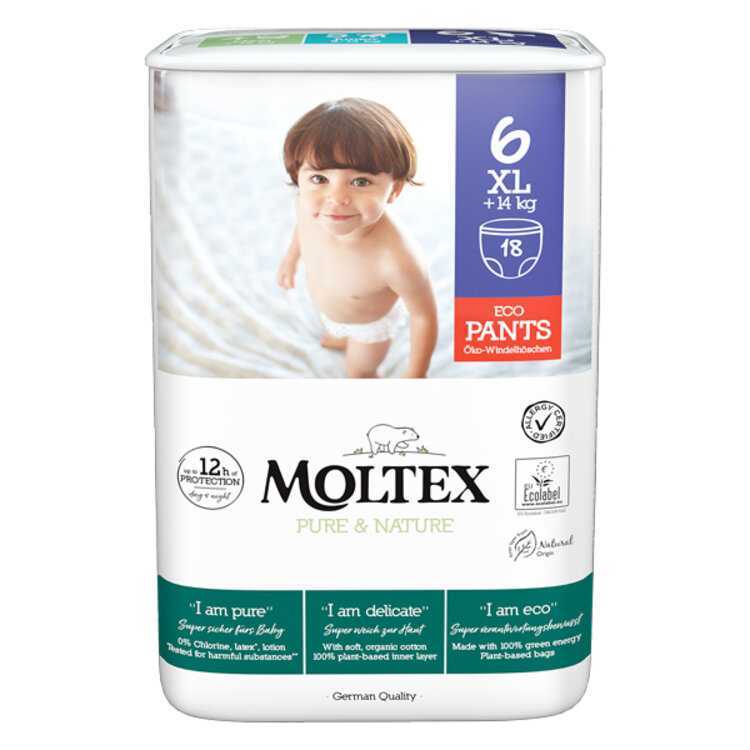 MOLTEX Pure&Nature Kalhotky plenkové jednorázové 6 XL (14 kg+) 18 ks Moltex