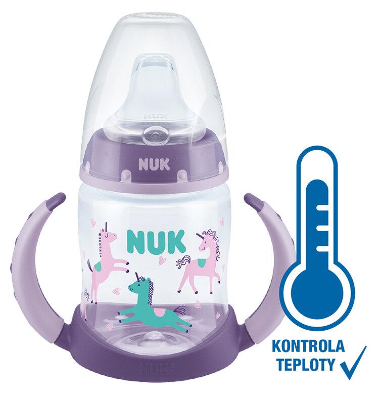 NUK FC lahvička na učení s kontrolou teploty 150 ml fialová Nuk