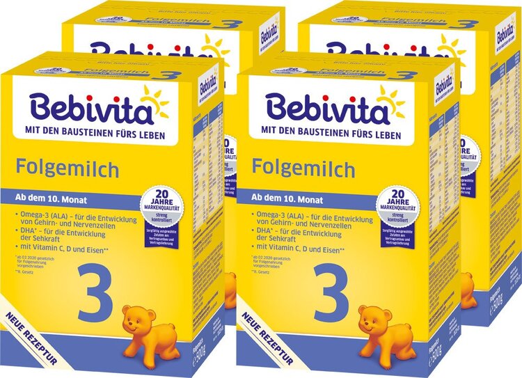 4x BEBIVITA Mléko 3 Instantní pokračovací mléčná výživa od uk. 9. měsíce