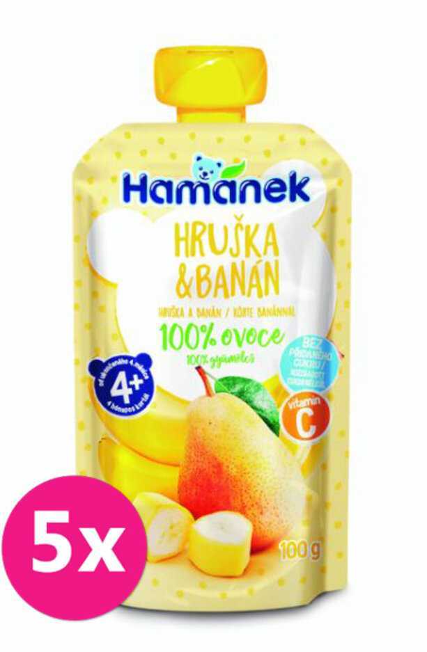 5x HAMÁNEK Hruška & banán 100 g Hamánek