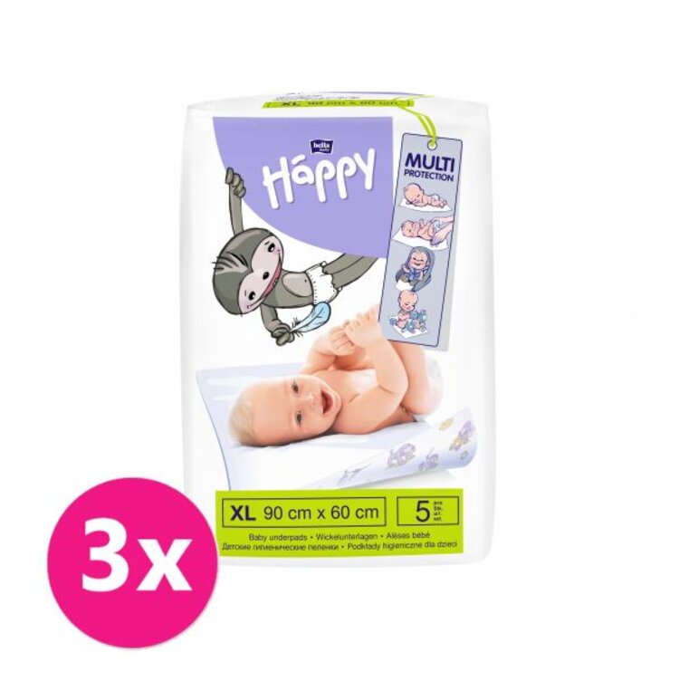 3x BELLA HAPPY Dětské přebalovací podložky (90 x 60 cm) 5 ks Bella Baby Happy