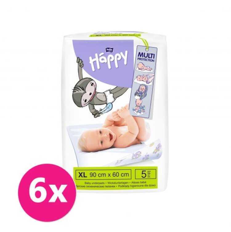 6x BELLA HAPPY Dětské přebalovací podložky (90 x 60 cm) 5 ks Bella Baby Happy