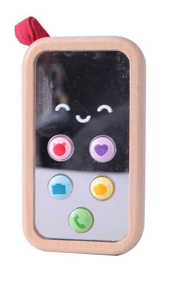 TEDDIES Telefon Mobil dřevo na baterie se zvukem 11 cm