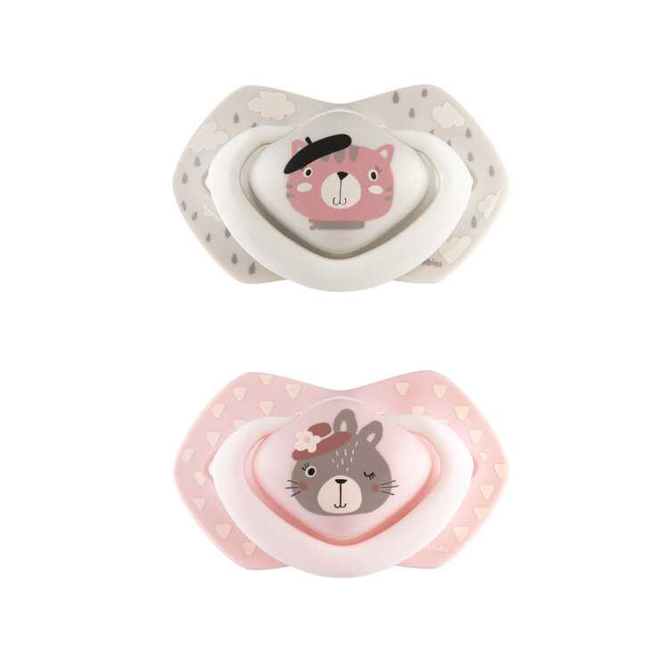 CANPOL BABIES Set symetrických silikonových dudlíků 18m+ Bonjour Paris růžový Canpol Babies