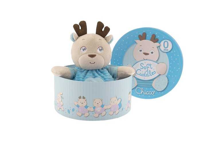 CHICCO Hračka plyšový jelen velký v dárkové krabičce - modrý Chicco
