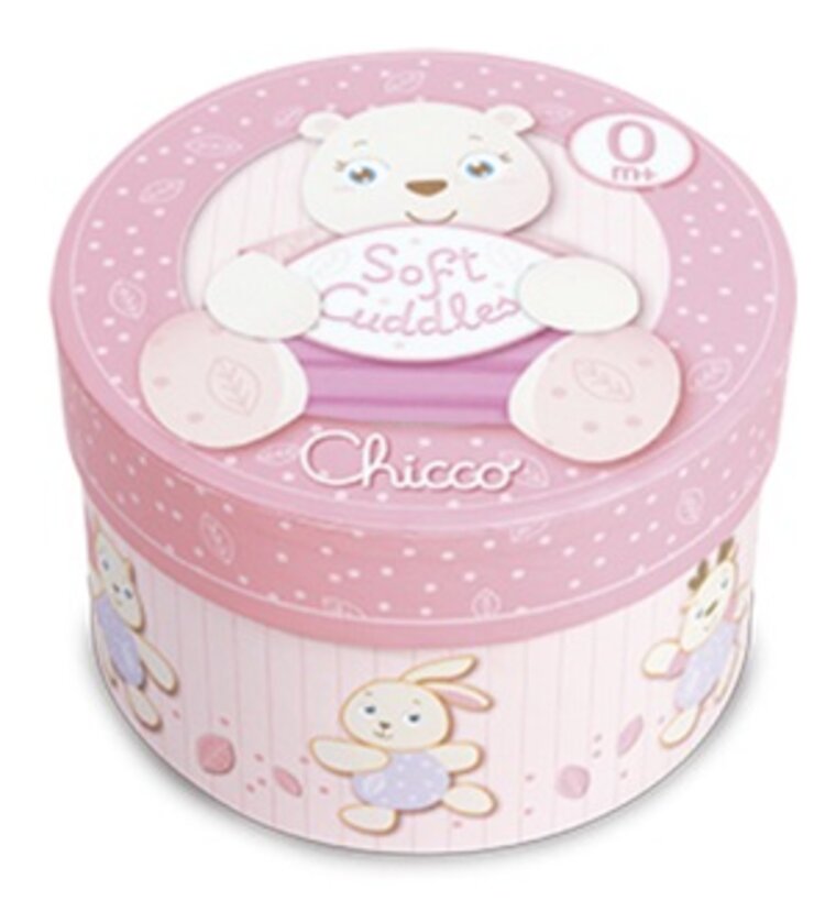 CHICCO Hračka plyšový medvídek Soft Cudles v dárkové krabičce - růžový 0m+ Chicco