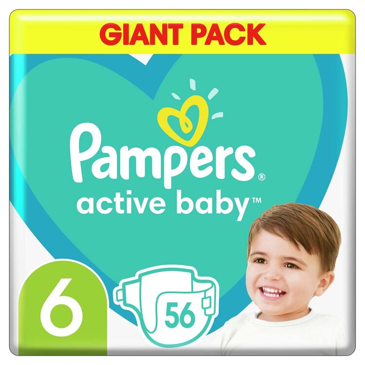 PAMPERS Active Baby Pleny jednorázové 6 (13-18 kg) 56 ks - GIANT PACK Pampers