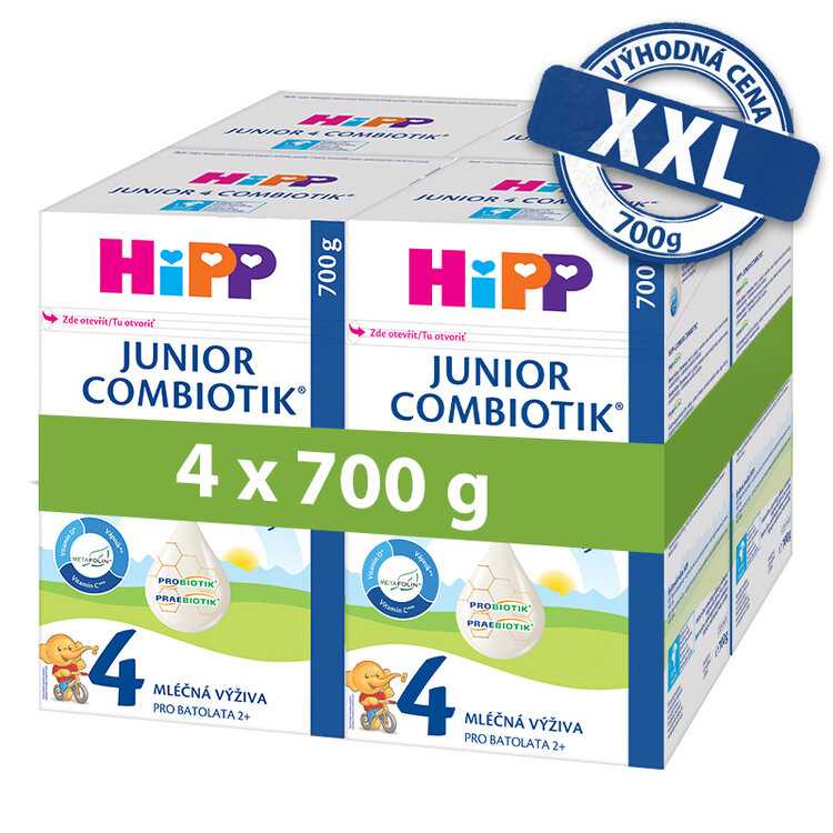 4x HiPP 4 Junior Combiotik - batolecí mléko od uk. 2. roku
