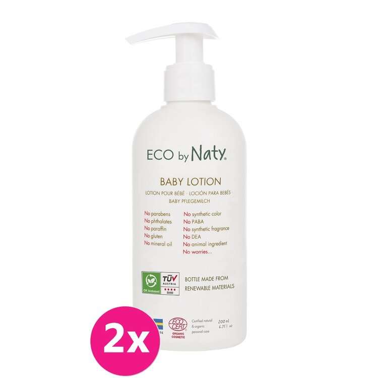 2x ECO BY NATY Dětské tělové mléko 200 ml Naty Nature Babycare