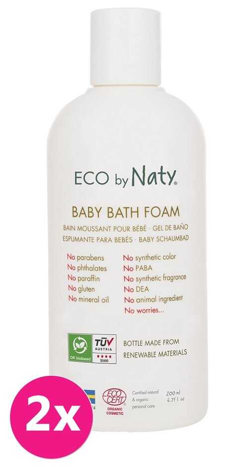 2x ECO BY NATY Dětská pěna do koupele 200 ml Naty Nature Babycare