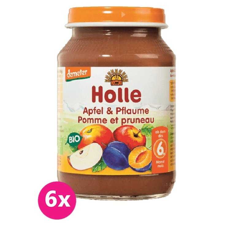 6x HOLLE Bio Jablko a švestka - ovocný příkrm