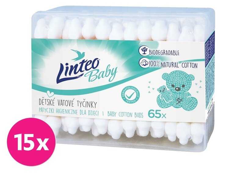 15x LINTEO BABY Papírové vatové tyčinky box (65 ks) LITTLE FREDDIE