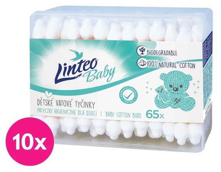 10x LINTEO BABY Papírové vatové tyčinky box (65 ks) LITTLE FREDDIE
