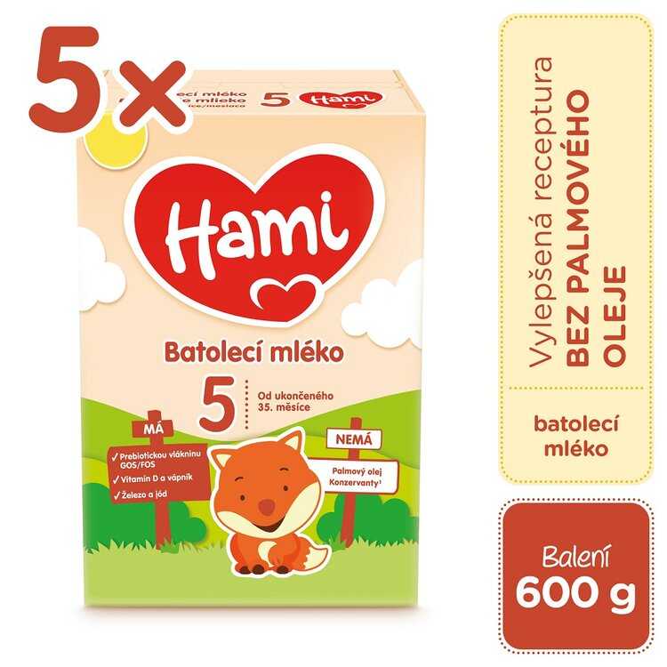 5x HAMI 5 Mléko dětské 600 g Hami