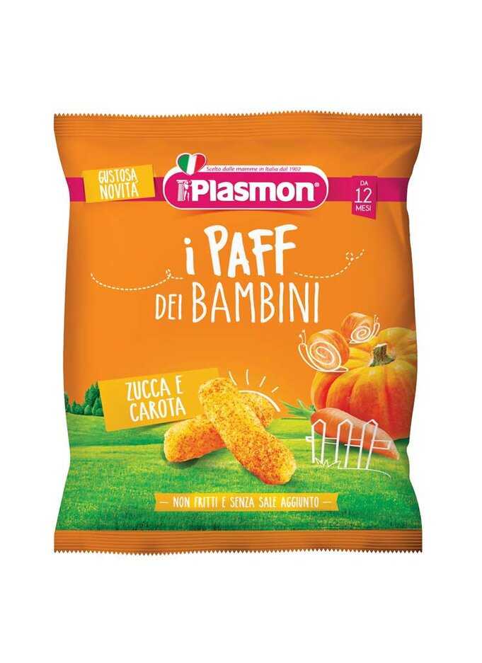 PLASMON Křupky zeleninové bezlepkové na cesty Paff mrkev a dýně 15g