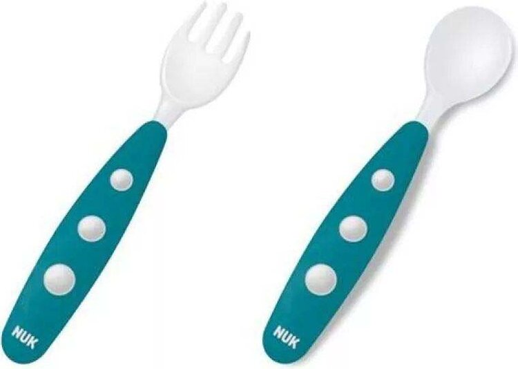 NUK dětský příbor mini (lžička + vidlička) - modrý Nuk