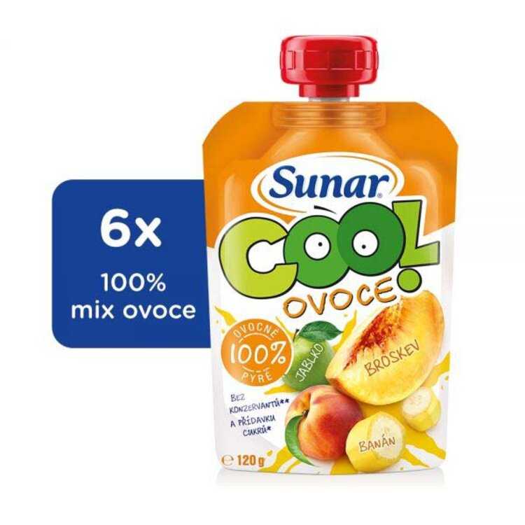 6x SUNAR Cool ovoce Broskev-Banán-Jablko (120 g) - ovocný příkrm Sunar