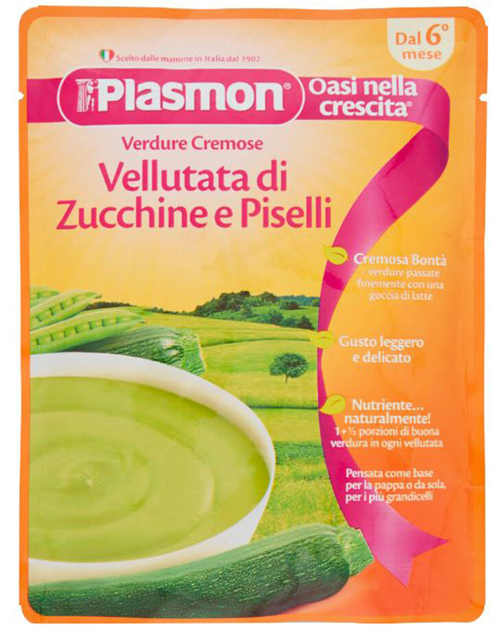 PLASMON Polévka krémová bezlepková zeleninová s cuketou a hráškem 180g