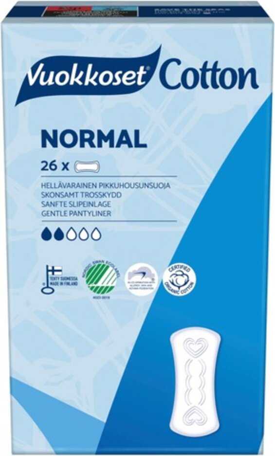 VUOKKOSET Cotton Active Normal Pantyliner (26 ks) - dámské slipové vložky Bukowski