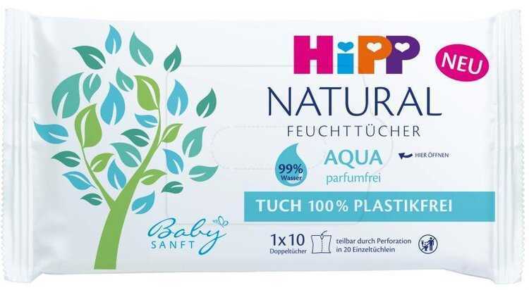 HiPP Babysanft Čistící vlhčené ubrousky Aqua Natural 10 ks HiPP