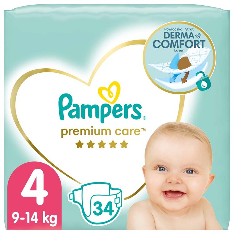 PAMPERS Premium Care Pleny jednorázové 4 (9-14 kg) 34 ks Pampers