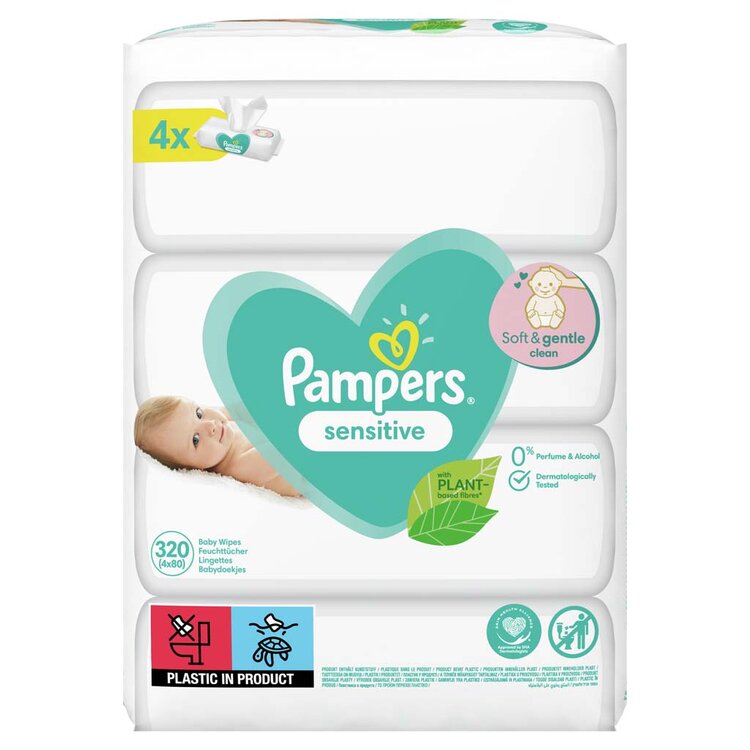 Pampers Sensitive dětské čisticí ubrousky 4 x 80 ks Pampers