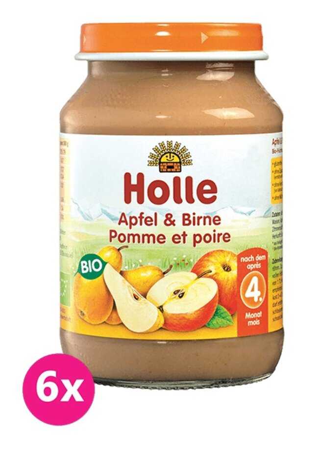 6x HOLLE Bio Jablko a hrušky - ovocný příkrm