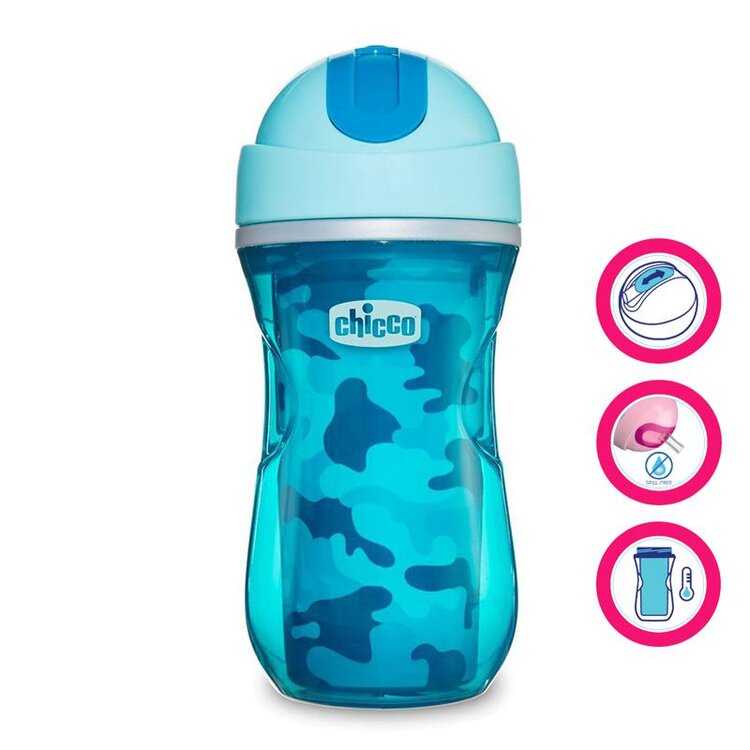 Chicco hrníček Sport termo s brčkem 266 ml modrý Chicco