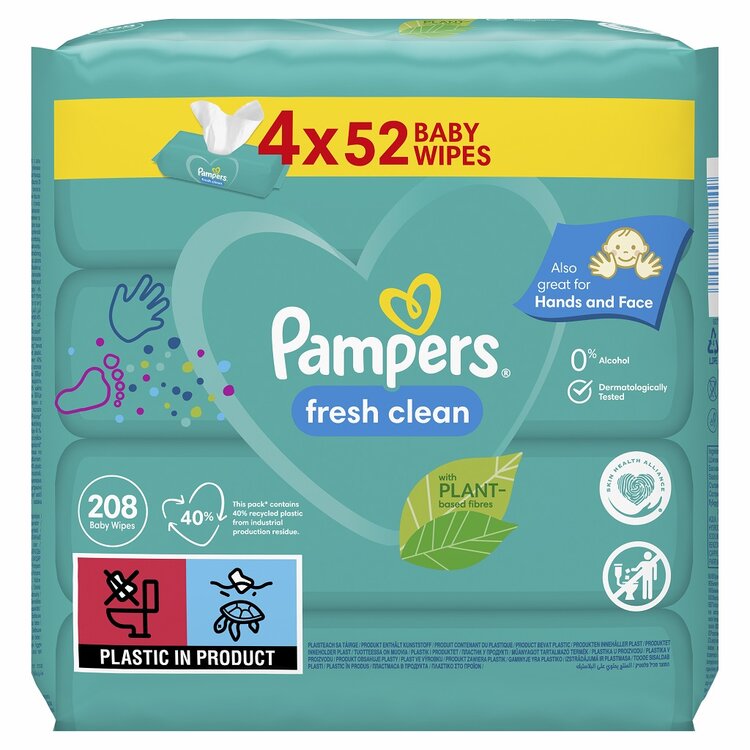 PAMPERS Fresh Clean 4x52 ks - vlhčené ubrousky Pampers