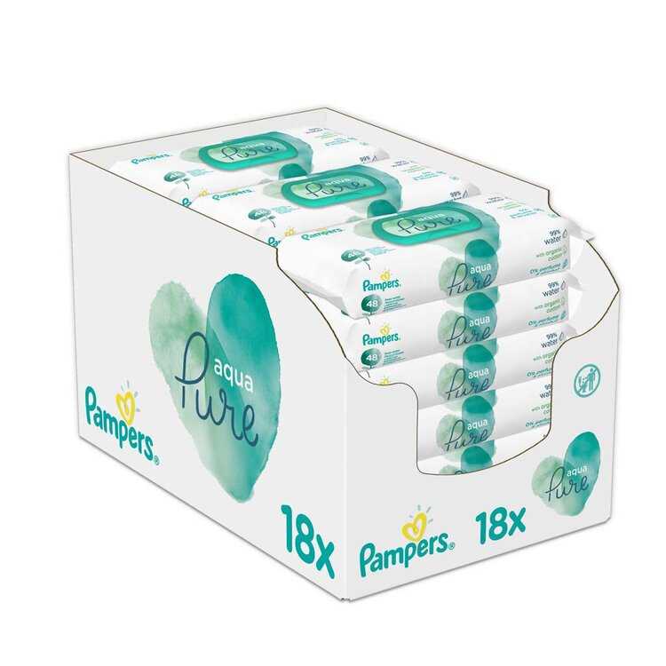 Pampers Aqua Pure dětské čisticí ubrousky 18 x 48 ks Pampers