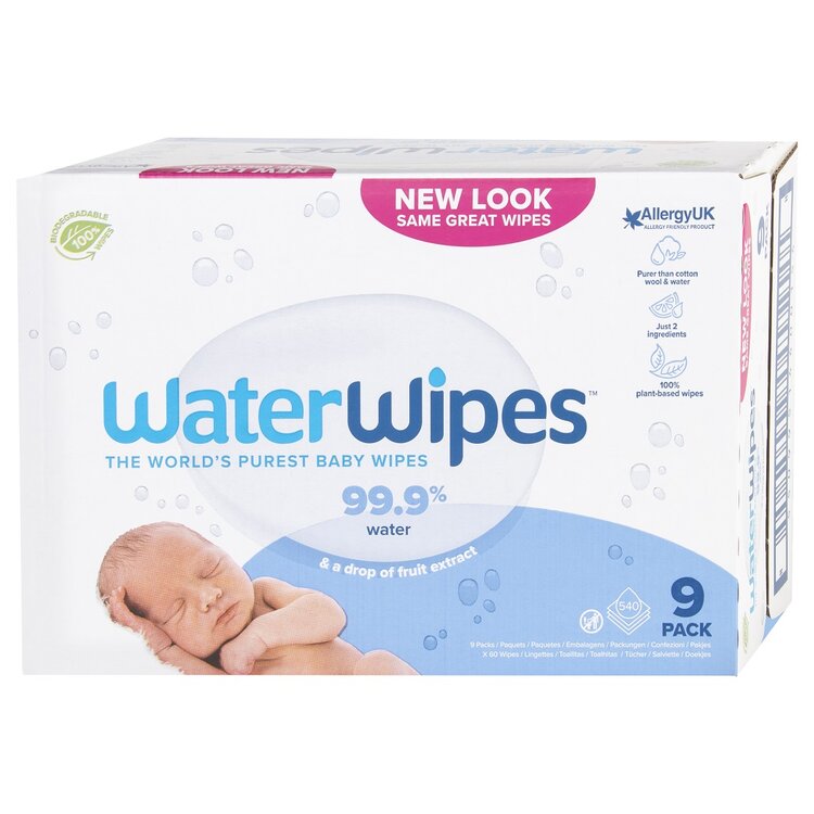 WATERWIPES 100% BIO odbouratené ubrousky 9 x 60 ks Waterwipes